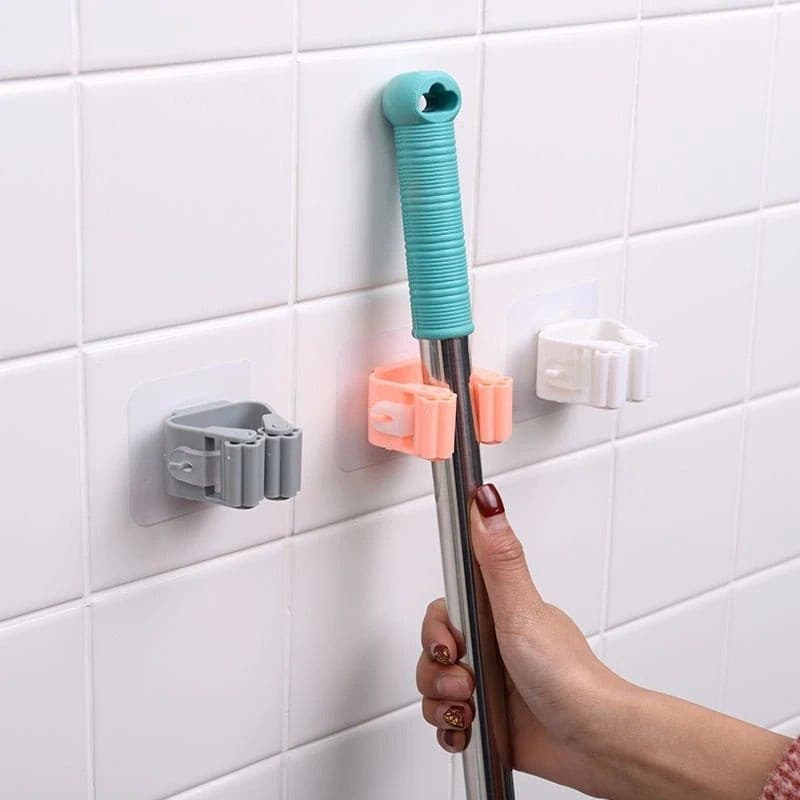 🧹 Wall-Mounted Mop & Broom Holder – Self-Adhesive Storage Rack 🏠