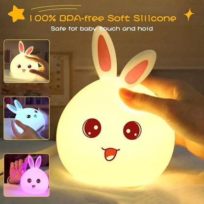 Cute Bunny Silicone LED Night Light for Kids 🐰✨