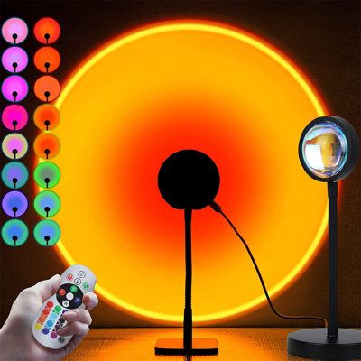 16-Color Remote Control Sunset Projection Lamp - Rainbow Sun Halo LED Night Light