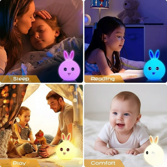 Cute Bunny Silicone LED Night Light for Kids 🐰✨