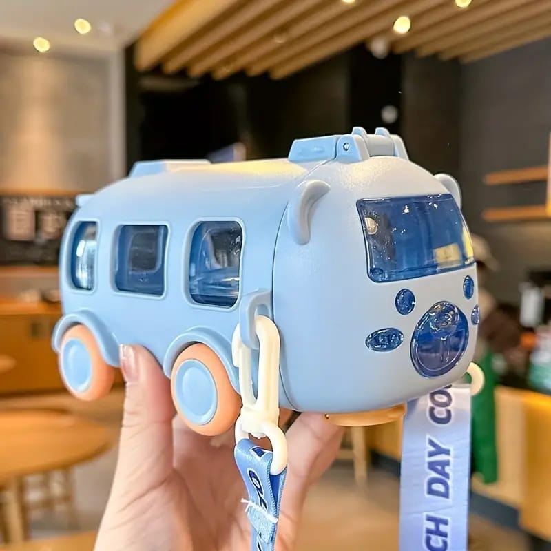 🚌 Cute Bus‑Shaped Kids Water Bottle with Straw & Strap 💧