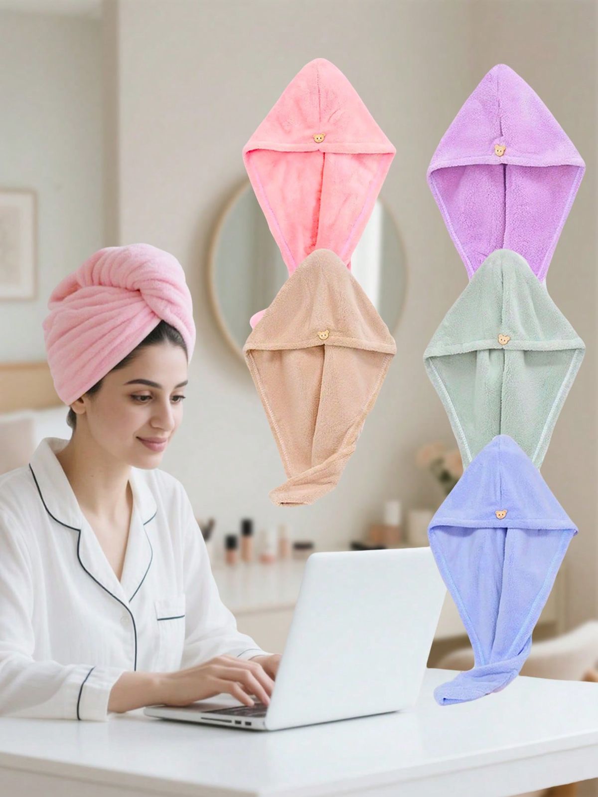 🧖‍♀️ Microfiber Hair Drying Turban Towel – Quick Dry Cap 💆‍♀️