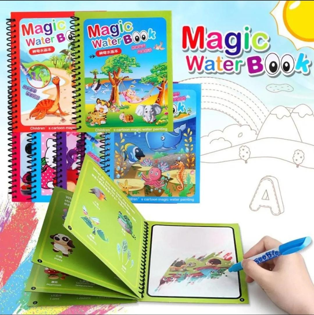 Magic Water Coloring Book for Kids – Reusable No‑Mess Painting with Water Pen 🎨💧