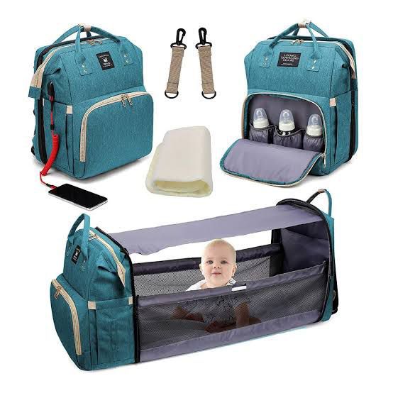 3‑in‑1 Baby Diaper Bag Backpack with Foldable Bed 💼👶
