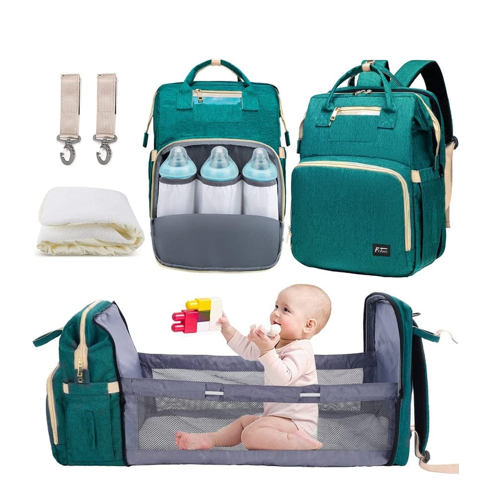 3‑in‑1 Baby Diaper Bag Backpack with Foldable Bed 💼👶