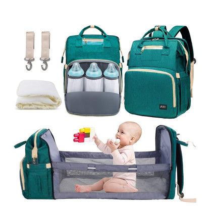 3‑in‑1 Baby Diaper Bag Backpack with Foldable Bed 💼👶