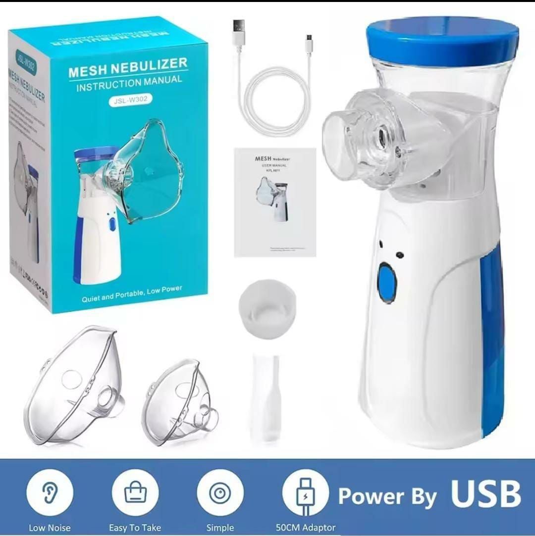 Portable Mesh Nebulizer JSL‑W302 – USB Powered Handheld Inhaler for Kids & Adults 🌬️
