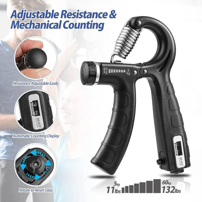 Adjustable Hand Grip Strengthener with Counter